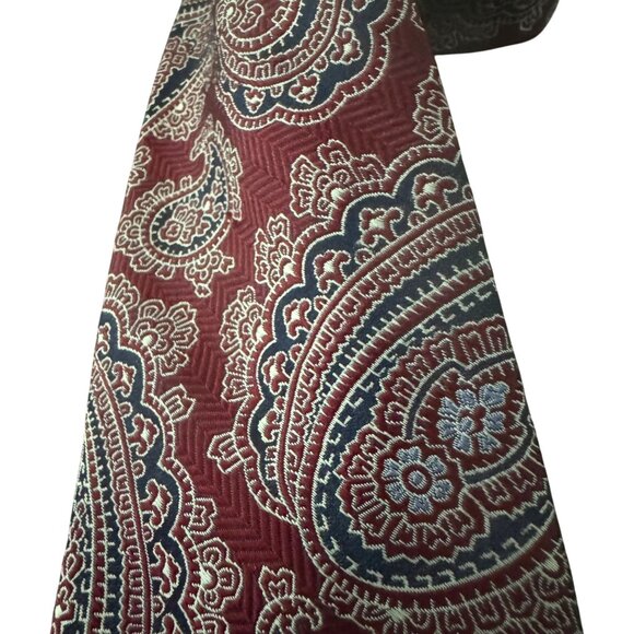 Jos. A. Bank Heritage Collection Mens 100% Silk Necktie Red & Blue Paisley Patte - Picture 2 of 8